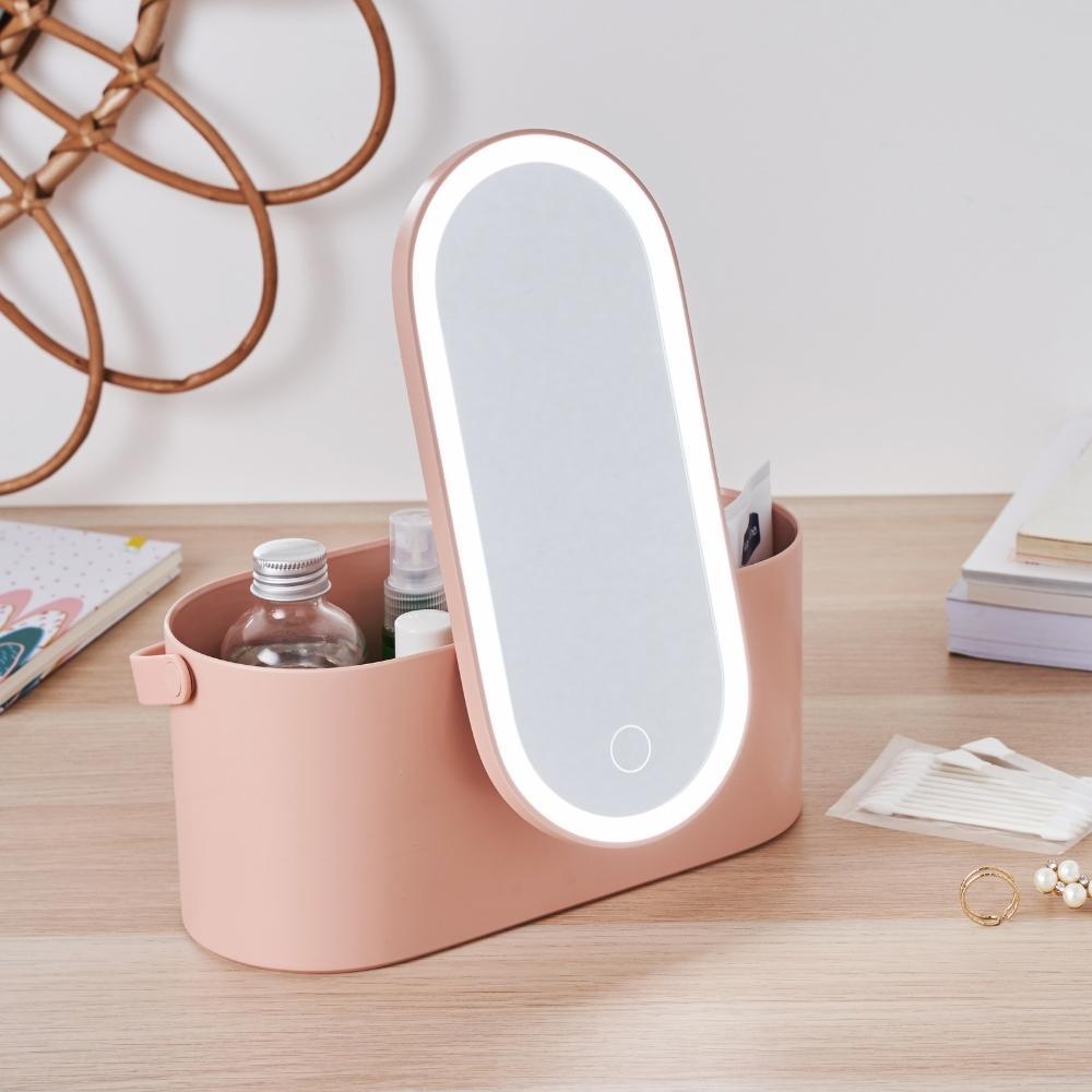 Vanity Box Portable LED Light Storage Box Beauty And Makeup Mirror