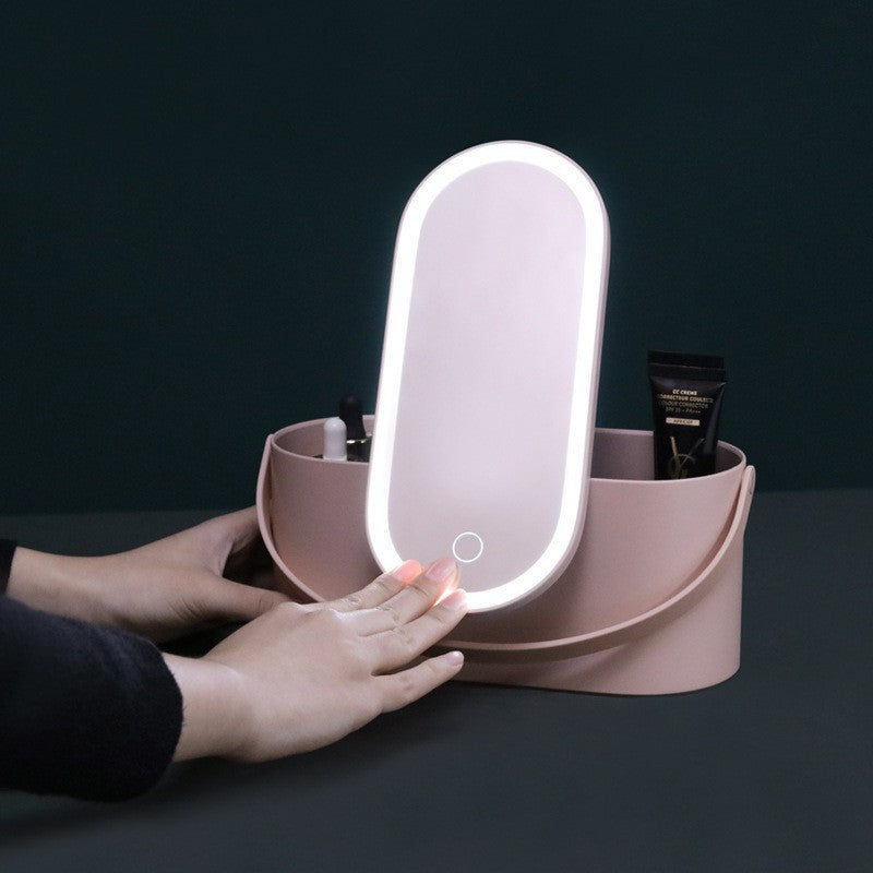 Vanity Box Portable LED Light Storage Box Beauty And Makeup Mirror