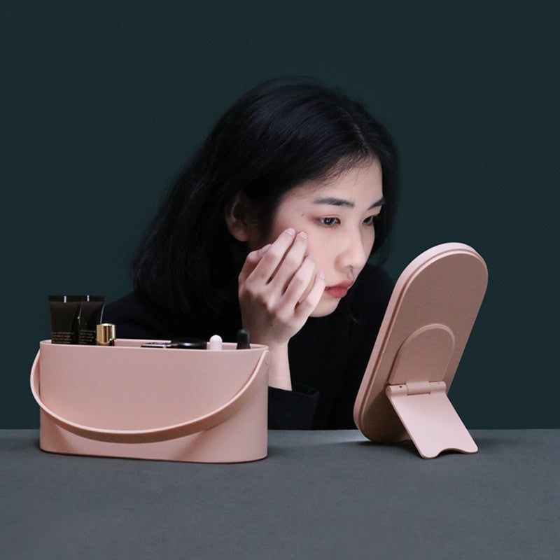 Vanity Box Portable LED Light Storage Box Beauty And Makeup Mirror